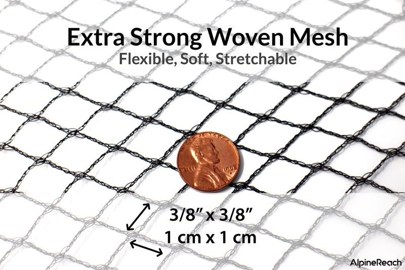 AlpineReach Koi Pond Netting Kit 15 x 20 ft Black Heavy Duty Woven Fine Mesh Net Cover for Leaves - Protects Koi Fish from Blue Heron Birds, Cats & Predators â€“ Reusable & Stakes Included - Image 4